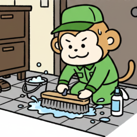 🏡⋆*玄関前の床タイルの油汚れ、スッキリ！！